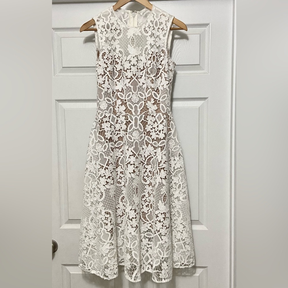 Dress The Population White Lace A Line Dress